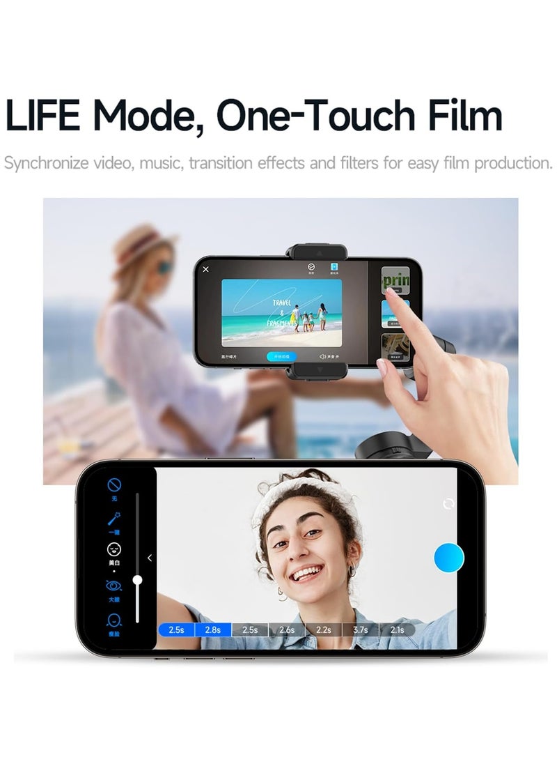TOKQI - Handheld 3-Axis Gimbal Stabilizer for Phone Vlog Gimbal Anti-Shake with Detachable Remote Control Mini Tripod Max. 280g Payload Replacement for iPhone 16/15/14/13/12 Android Phones - Image 1