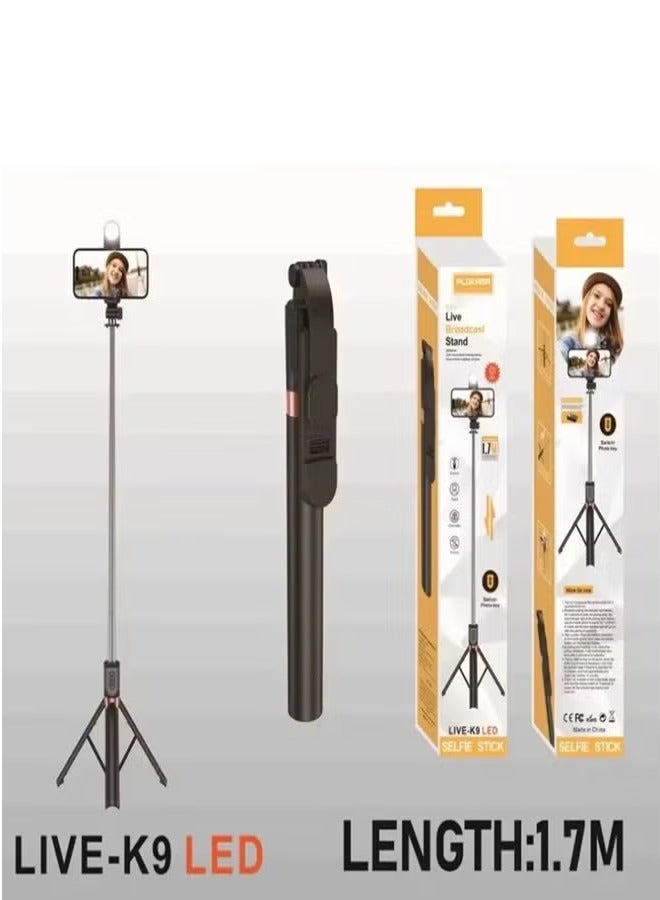 PLOKAMA Live K9 LED Broadcast Stand for Smartphones Lightweight Tripod for Selfies Live Streaming & Video Recording - Image 3
