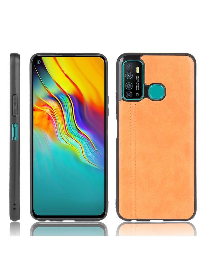 إيدويي جراب لهاتف Infinix Hot 9 مقاوم للصدمات بنمط جلد البقر المخيط، مصنوع من مادة PC + PU + TPU - Image 1