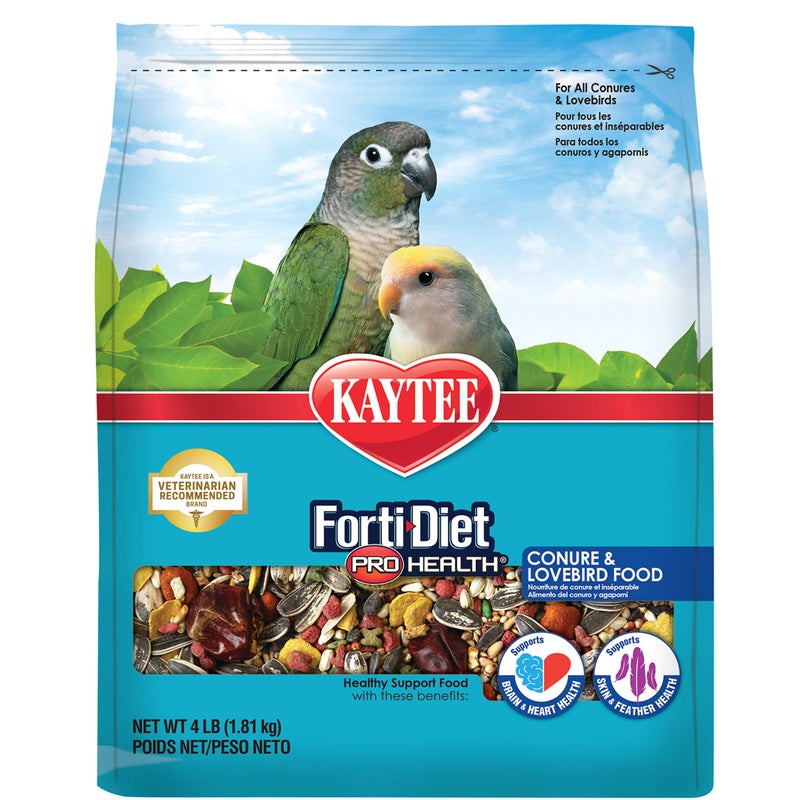 Kaytee Forti-Diet Pro Health Nourish+Protect Conure & Lovebird Food, Comprehensive Nutrition Backed by Science, Digestive Health, Immune Support, 4 pounds - Image 1