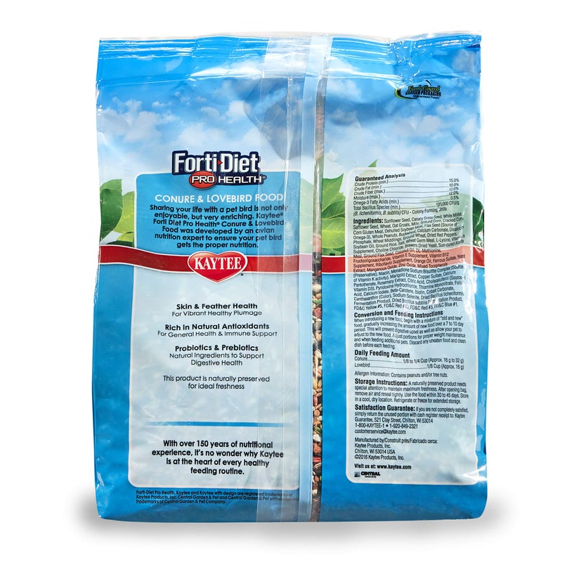 Kaytee Forti-Diet Pro Health Nourish+Protect Conure & Lovebird Food, Comprehensive Nutrition Backed by Science, Digestive Health, Immune Support, 4 pounds - Image 2