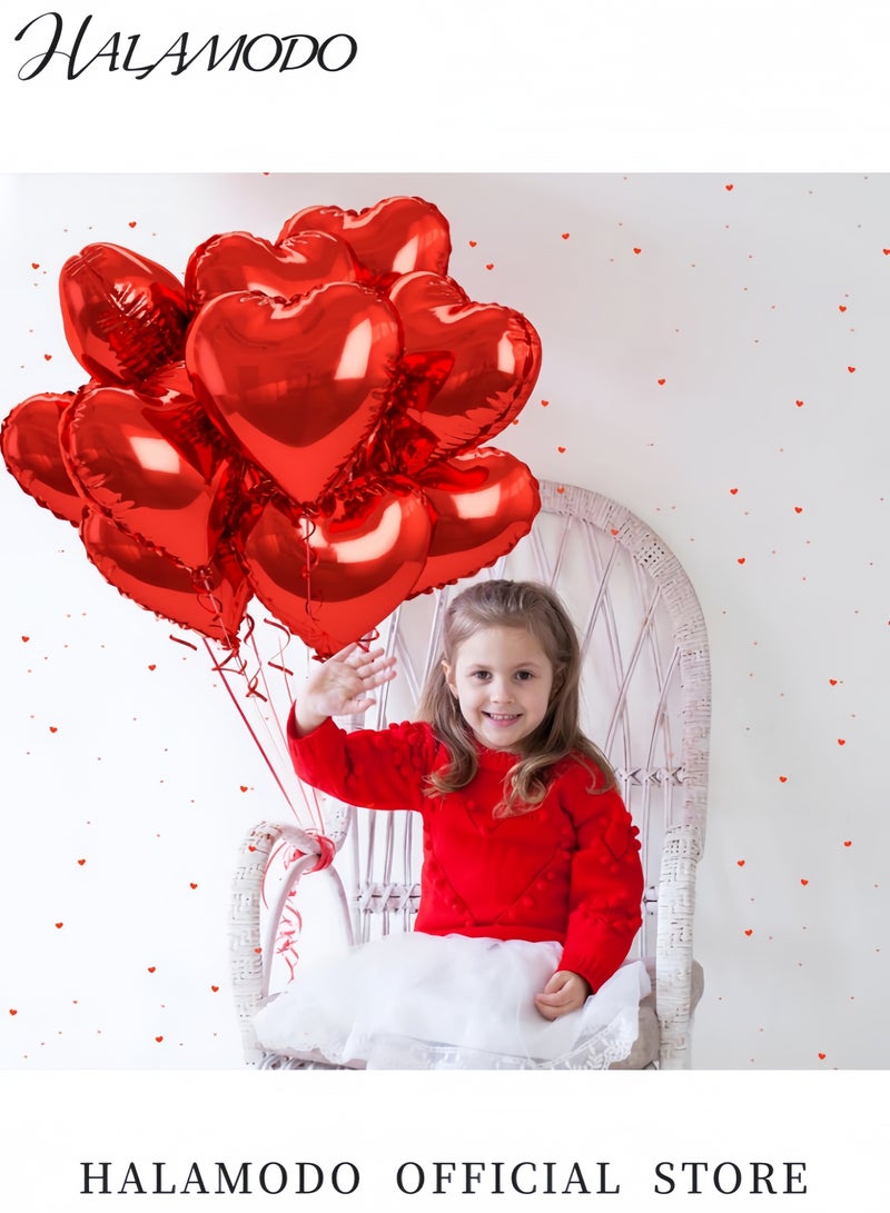 بالونات قلب حمراء 10 بوصة مجموعة بالونات قلب ميتاليك بمناسبة عيد الحب وحفلات الزفاف والذكرى وحفلات استحمام الأطفال والديكورات الرومانسية بالونات معلقة قابلة للنفخ بالهواء - Image 3