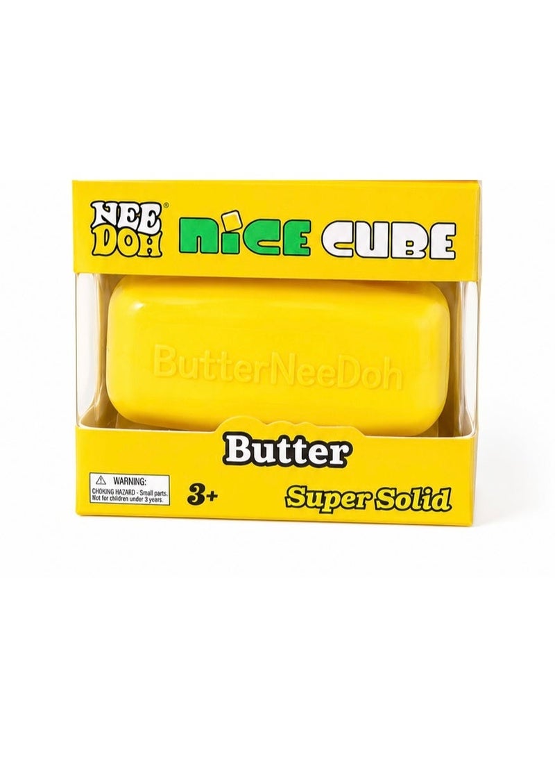 Nee Doh Nice Cube Butter Super Solid Fidget Toy, Squishy Stretch Stress Relief Squeeze Block, Pack of 2 Pink & Yellow for Kids & Adults - Image 5