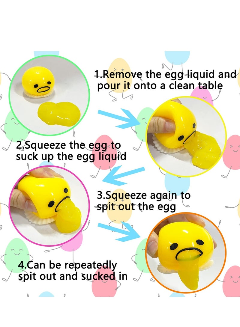 Excefore Slime Stress Egg Ball 12 Pack Vomiting Egg Yolk Stress Ball Prank Egg Toy Round Vomiting Sucking Lazy Egg Yolk Novelty Gifts Release Stress Tricky Game Toys for Kids Adults - Image 4