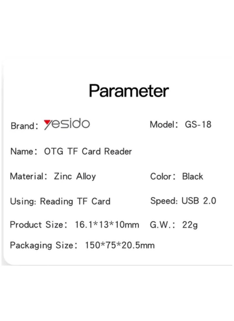 Yesido - High Speed Transmission Micro SD Card Reader for iPhone - Image 1