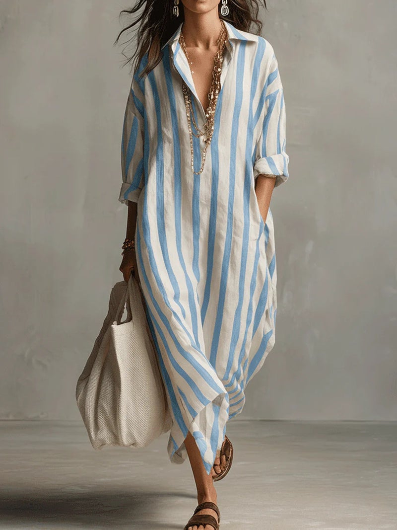 Style Striped Long Cardigan Dress - Summer Trendy Loose Fit