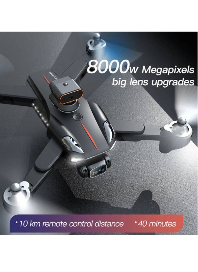 P12 Pro Drone with Dual Camera and FPV Live Streaming | 4K Front + 1080P Bottom HD Lens with 120° Wide-Angle View | Gesture and Voice Control | One-Key Takeoff and Landing | Foldable, Lightweight, and Portable | Long Battery Life for Extended Flight Time | Easy-to-Fly RC Drone Toy for Beginners, Teens, and Hobby Flyers