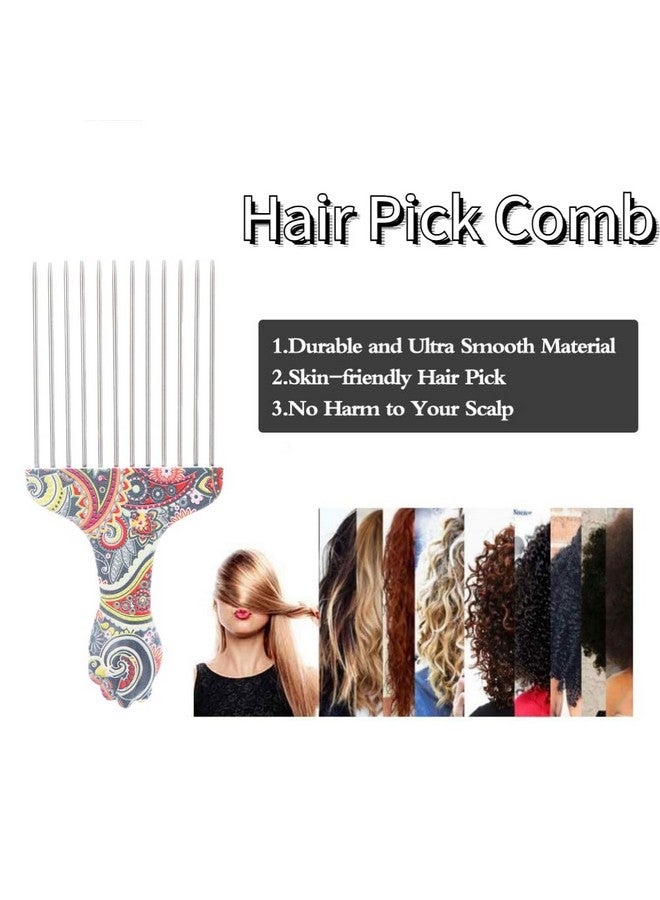 Yinhing Hair Pick, Professional Hair Pick Comb Afro Stainless Steel Hair Pick Comb for Women and Men, Picks for Afro Hair, Hair Comb for Hair Styling (Waist flower K4) - Image 3