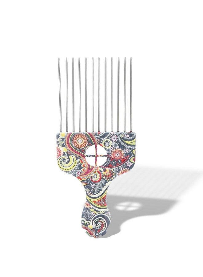 Yinhing Hair Pick, Professional Hair Pick Comb Afro Stainless Steel Hair Pick Comb for Women and Men, Picks for Afro Hair, Hair Comb for Hair Styling (Waist flower K4) - Image 1