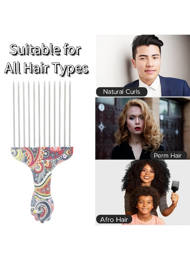 Yinhing Hair Pick, Professional Hair Pick Comb Afro Stainless Steel Hair Pick Comb for Women and Men, Picks for Afro Hair, Hair Comb for Hair Styling (Waist flower K4) - Image 4