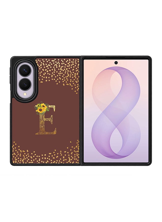 Stylizedd Rugged Case for Samsung Galaxy Z Fold8- Slim Fit Hybrid Rubber Cover Sunflower Monogram - E (Brown)