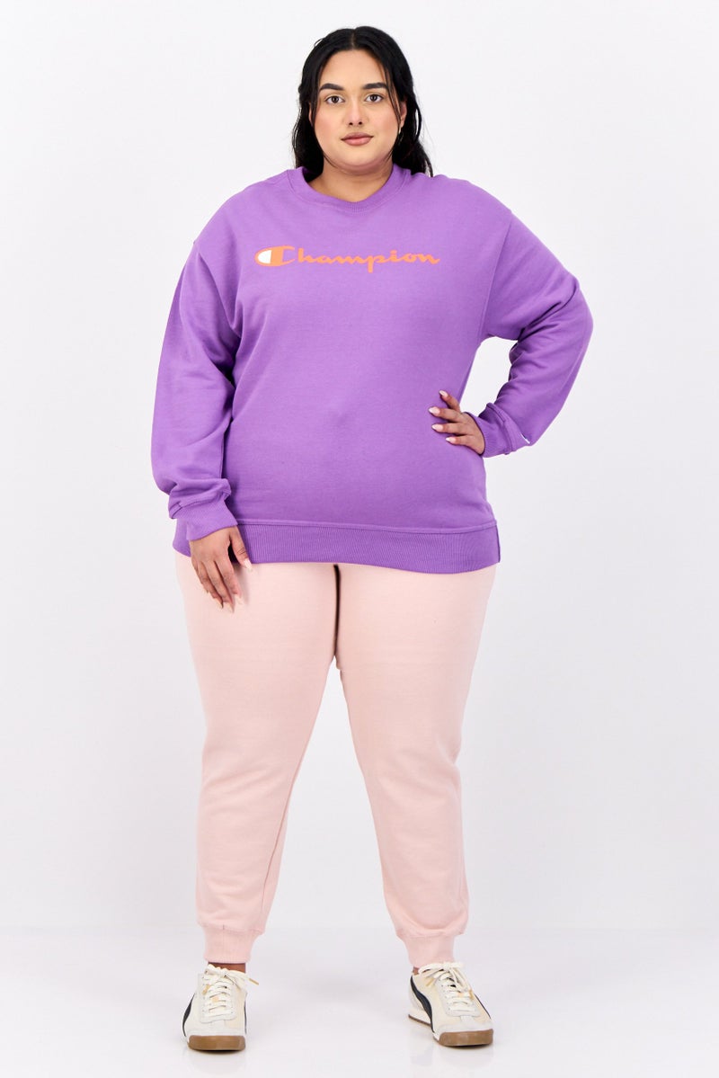 Champion Women Plus Size Long Sleeves Outdoor Sweatshirts, Purple  - Image 2
