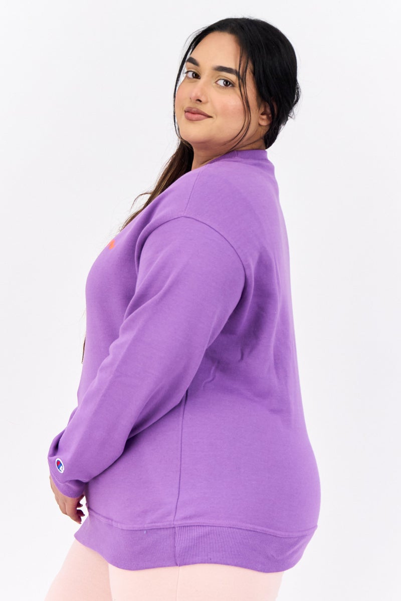 Champion Women Plus Size Long Sleeves Outdoor Sweatshirts, Purple  - Image 4