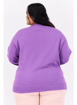 Champion Women Plus Size Long Sleeves Outdoor Sweatshirts, Purple  - Image 3