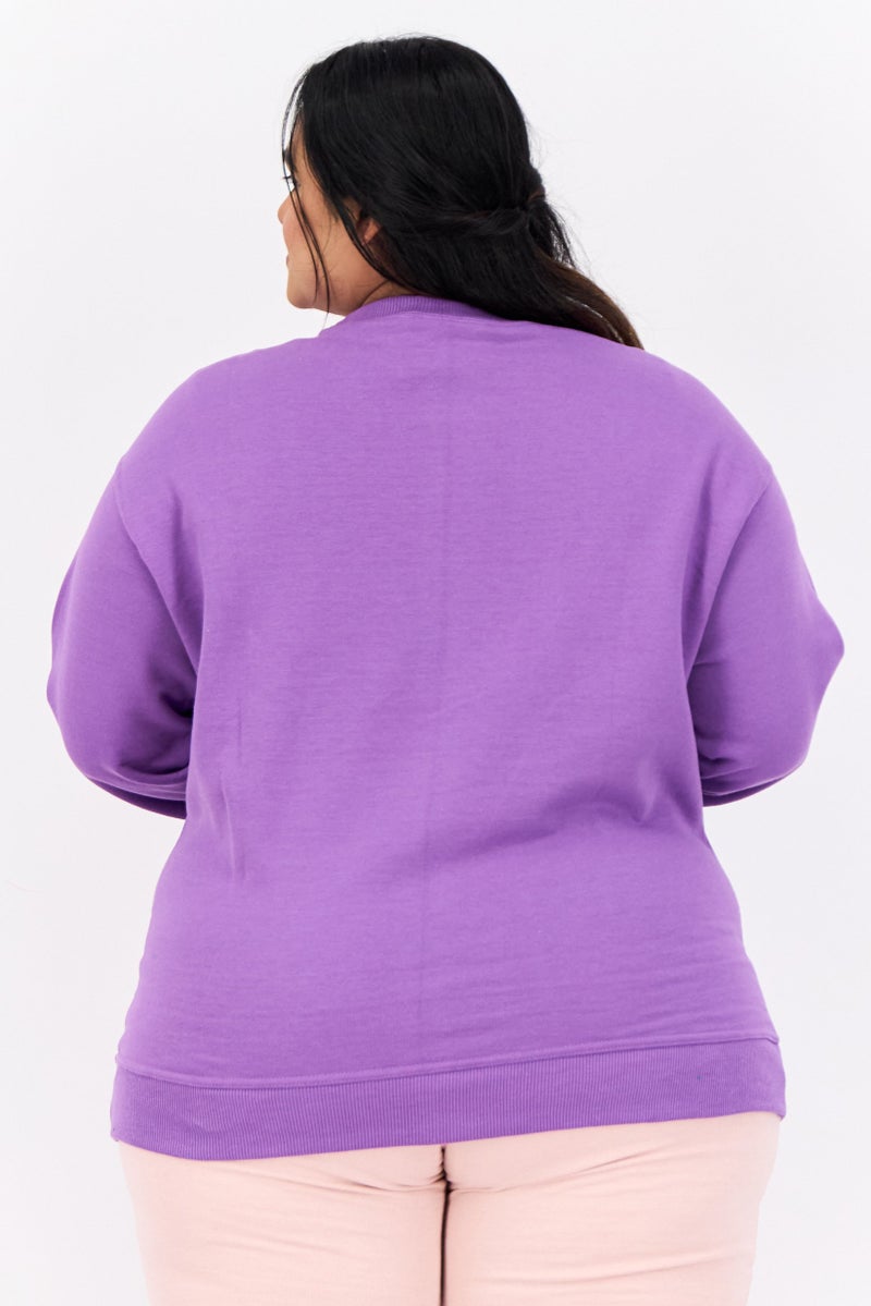 Champion Women Plus Size Long Sleeves Outdoor Sweatshirts, Purple  - Image 3