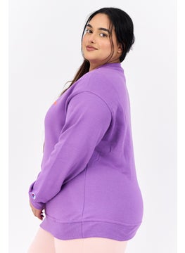 Champion Women Plus Size Long Sleeves Outdoor Sweatshirts, Purple  - Image 4