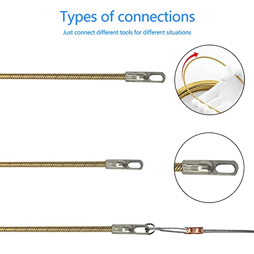 VGongTech 100ft Electrical Spring Wire Threader Fish Tape Fastener Cable Wire Puller Tool Upgraded 6 Cores Larger Leader Hole Electrician Threading Device - Image 4