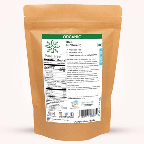 Pure Tree Certified Organic Indrayani Rice (White) | 850 g | Indrani Chawal | White Rice | Raw Rice Gluten Free Calorie - Image 2