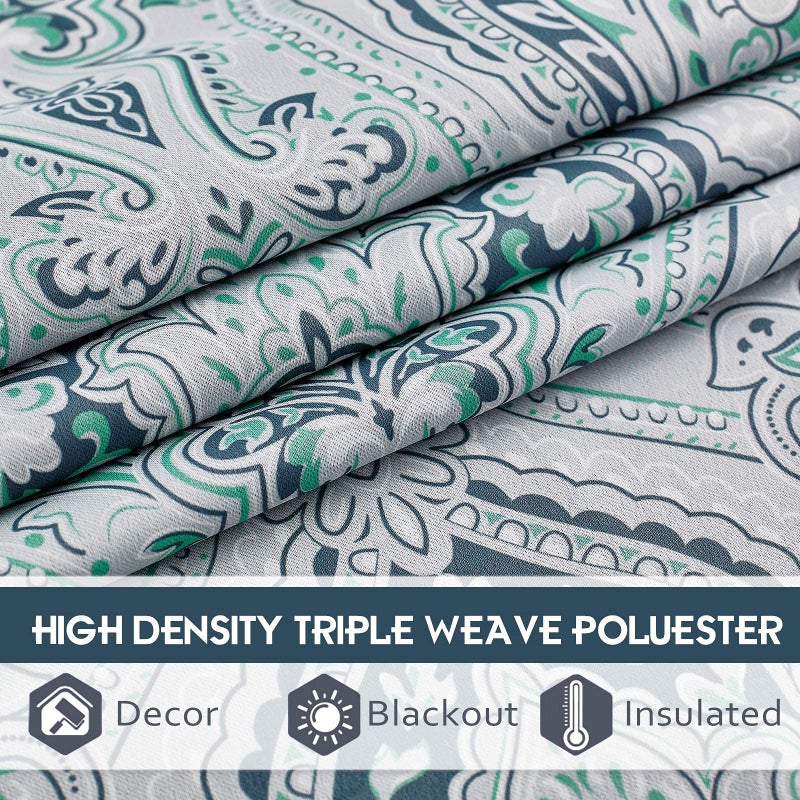 KGORGE Curtains 84 inch Length - Blackout Curtains for Bedroom Farmhouse Curtains Damask Geometry Medallion Backdrop for Dining Living Room RV, Biscay Green, 52 Wide x 84 Long, 2 Pcs - Image 4