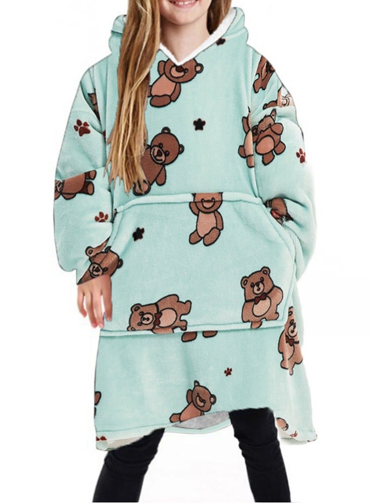 Loquat 2024 Blanket Children's Solid Color Hoodie Warm Casual Jacket TV Blanket 