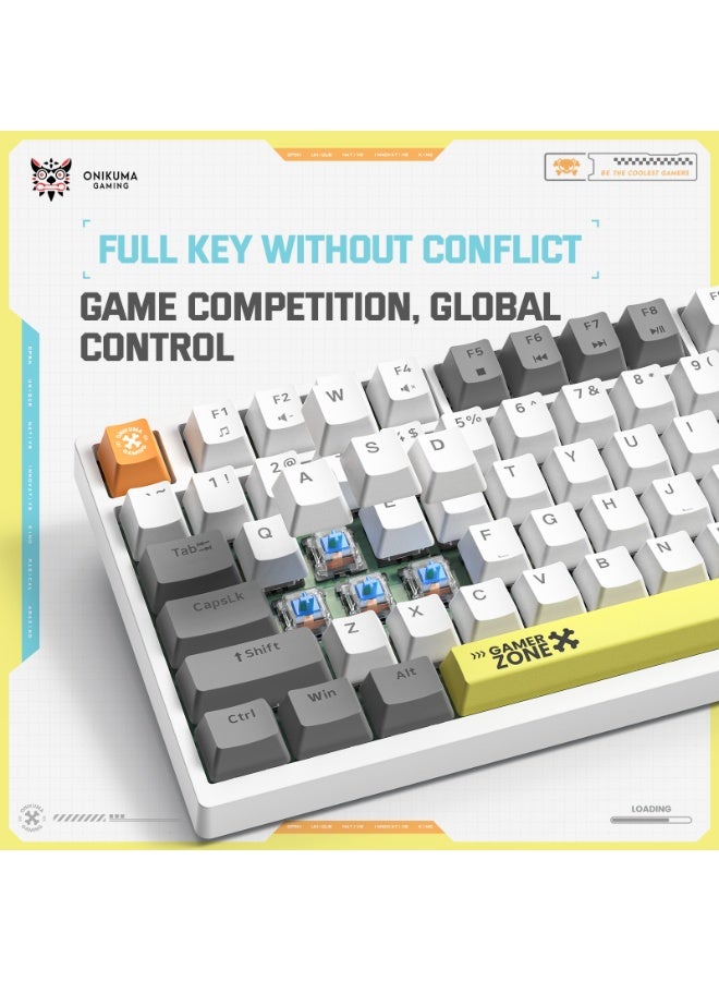 onikuma 82 Keys Tan Switch Mechanical Gaming Keyboard 75% Mini Wired Waterproof Backlit Silent White RGB Color Suitable for PC/Ps4/Xbox Gamers  - Image 4