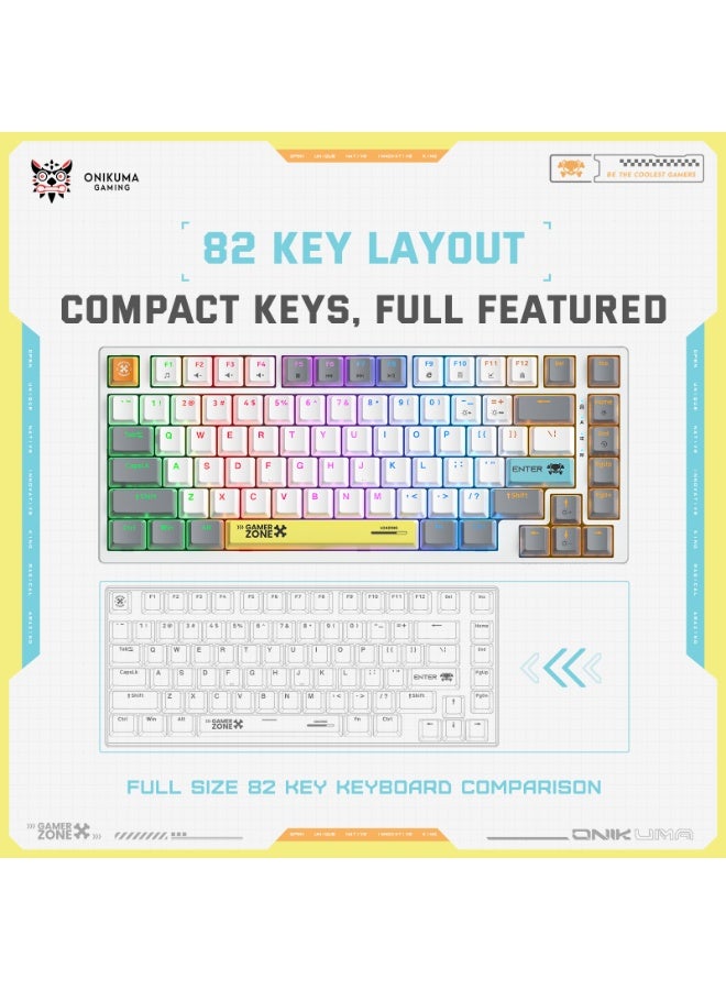onikuma 82 Keys Tan Switch Mechanical Gaming Keyboard 75% Mini Wired Waterproof Backlit Silent White RGB Color Suitable for PC/Ps4/Xbox Gamers  - Image 3