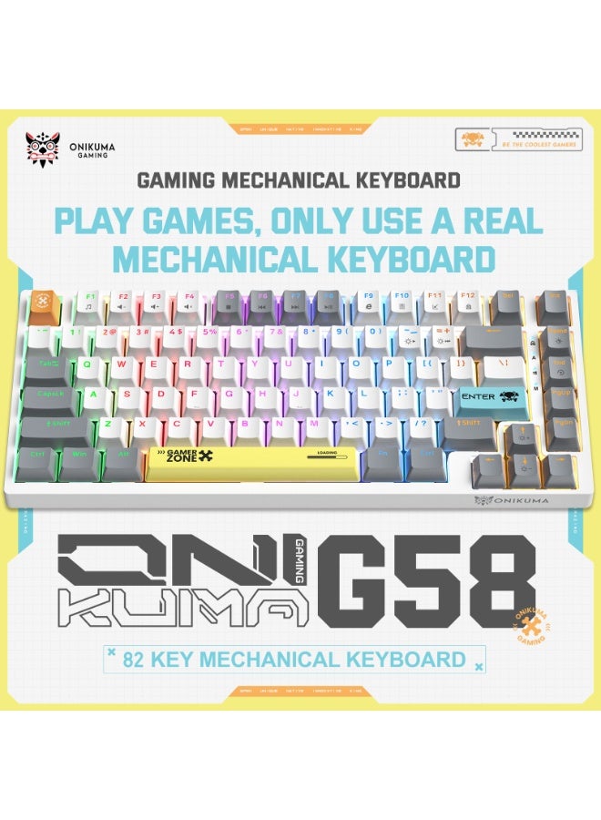 onikuma 82 Keys Tan Switch Mechanical Gaming Keyboard 75% Mini Wired Waterproof Backlit Silent White RGB Color Suitable for PC/Ps4/Xbox Gamers  - Image 2