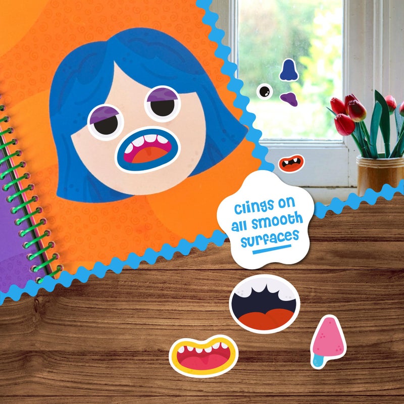 DINO MINI Stick4Ever Jelly Sticker Book - for Kids - Waterproof, Easy to Clean Reusable Sticker Book for Toddlers- Reusable Road Trip Activities for Kids - Stocking Stuffers for Toddlers (Make A Face) - Image 3
