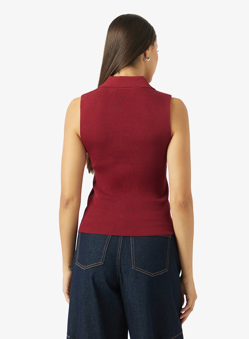 VERO MODA Casual Sleeveless Polo Neck Sweater - Image 2