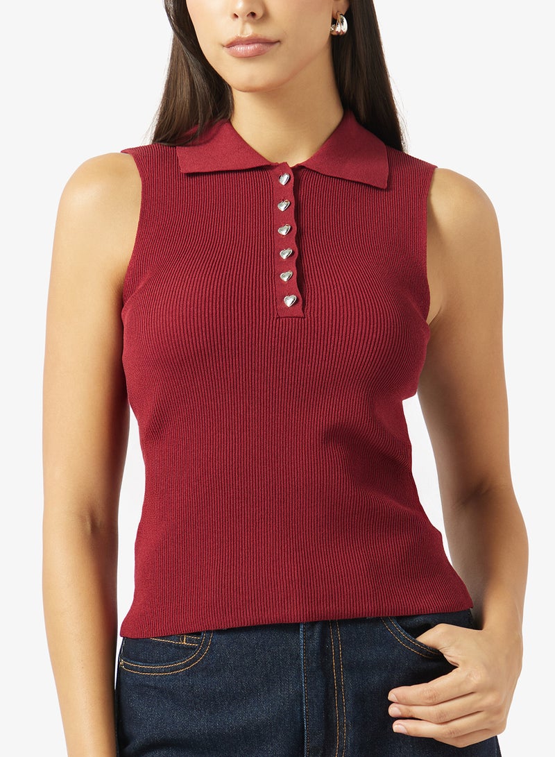 VERO MODA Casual Sleeveless Polo Neck Sweater - Image 3