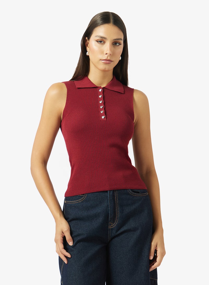 VERO MODA Casual Sleeveless Polo Neck Sweater - Image 1