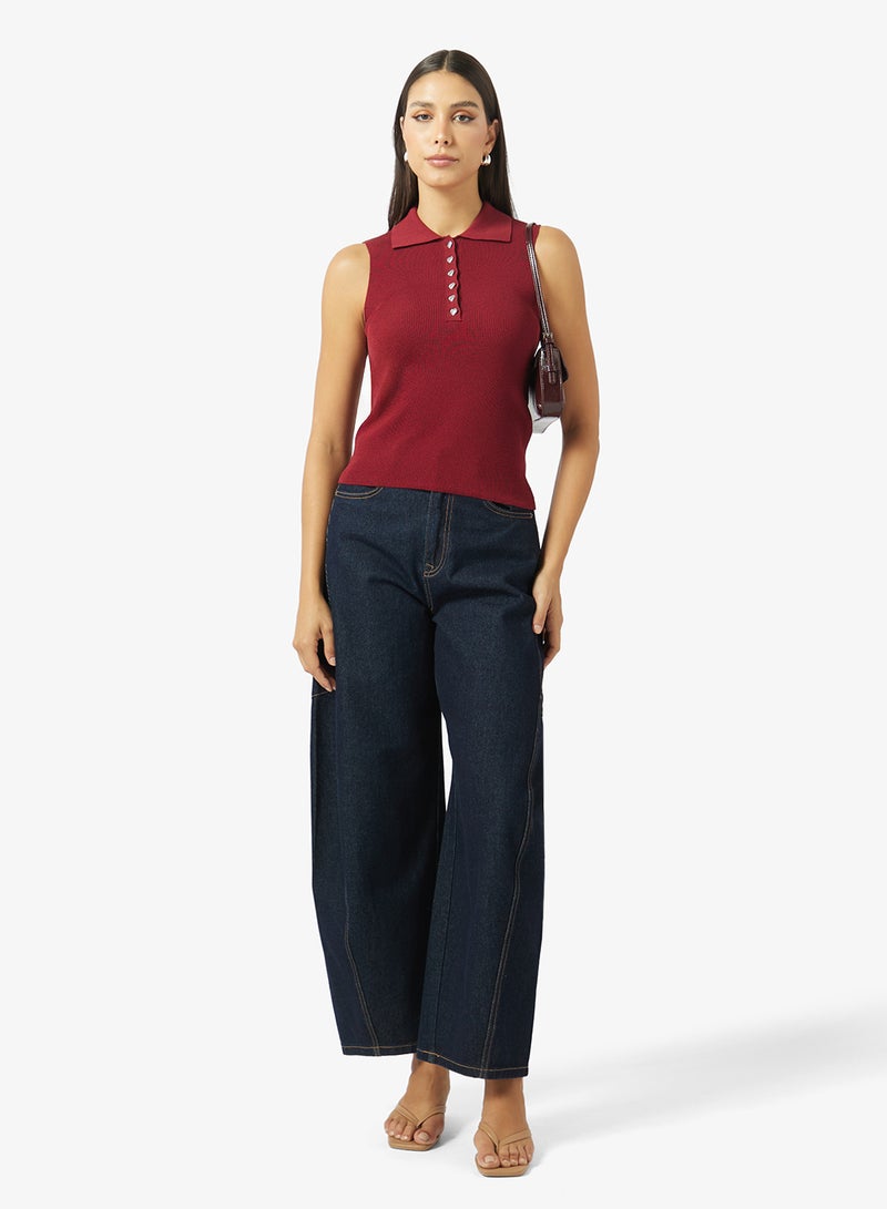 VERO MODA Casual Sleeveless Polo Neck Sweater - Image 4