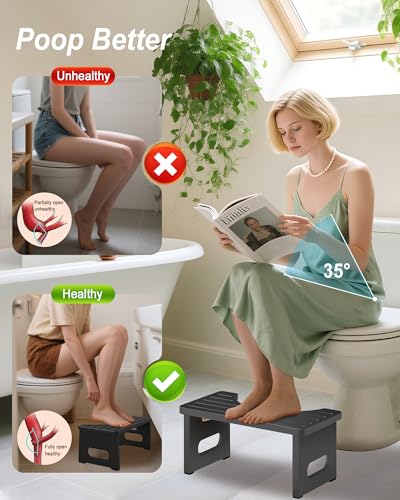 Yose Toilet Stool Foldable, 7 Inch Poop Stool for Bathroom, Toilet Stool Squat Adult, Thickened Bamboo Potty Stool with 400lb Support & Non-Slip Pads, for Better Bowel Health - Image 5