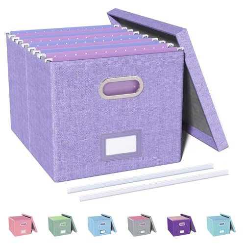 Oterri File Organizer, File Box, File Cabinet for Letter File Folder Storage, Hanging File Organizer for Office/Decor/Home,Document Organizer, 1 Pack, Lavender-Box Only - Image 1
