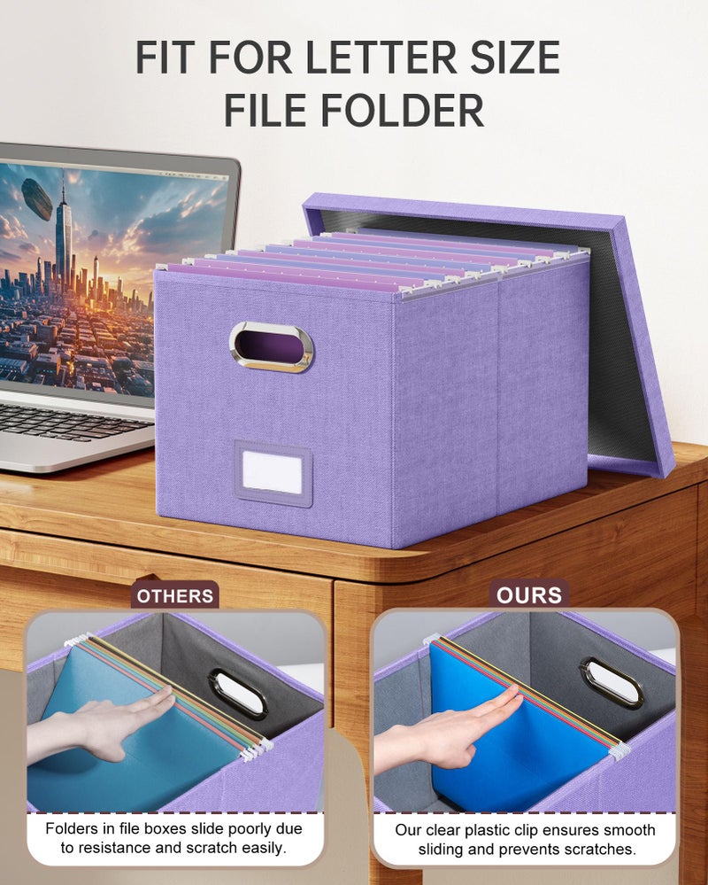 Oterri File Organizer, File Box, File Cabinet for Letter File Folder Storage, Hanging File Organizer for Office/Decor/Home,Document Organizer, 1 Pack, Lavender-Box Only - Image 2