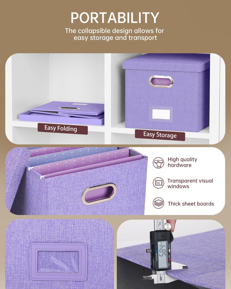 Oterri File Organizer, File Box, File Cabinet for Letter File Folder Storage, Hanging File Organizer for Office/Decor/Home,Document Organizer, 1 Pack, Lavender-Box Only - Image 3