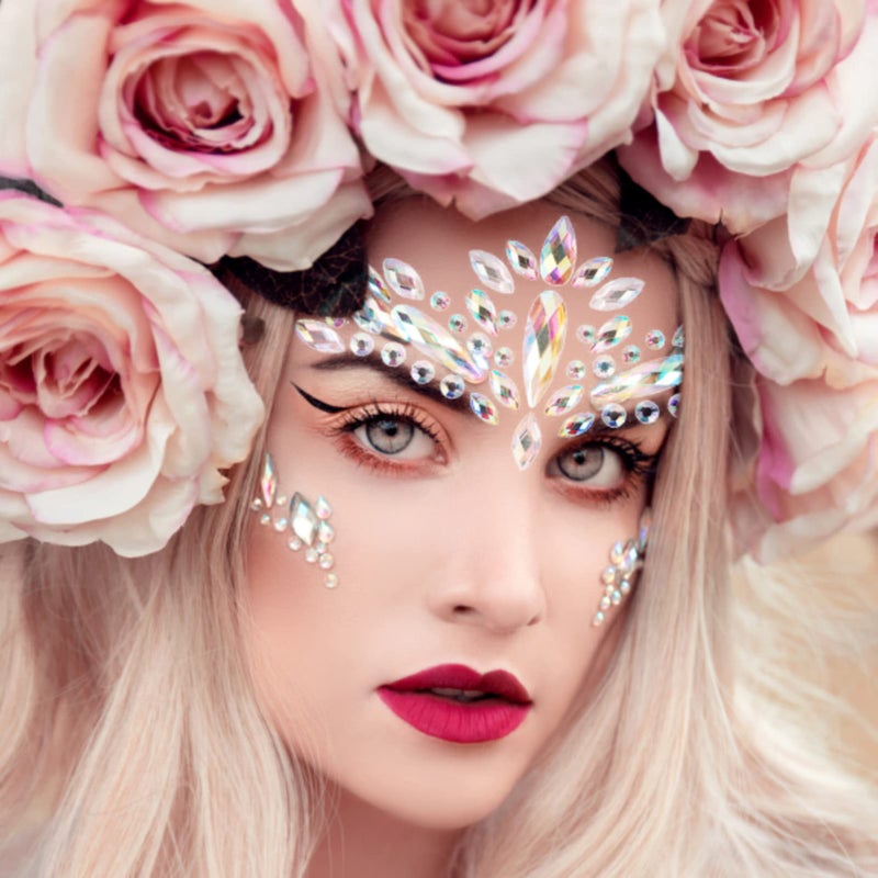 YHmall 6 Sets Mermaid Face Jewels Rhinestone Face Gems Stick on Halloween Cosplay Party Carnival Festival Crystals Temporary Tattoos - Image 4