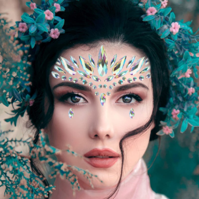 YHmall 6 Sets Mermaid Face Jewels Rhinestone Face Gems Stick on Halloween Cosplay Party Carnival Festival Crystals Temporary Tattoos - Image 5