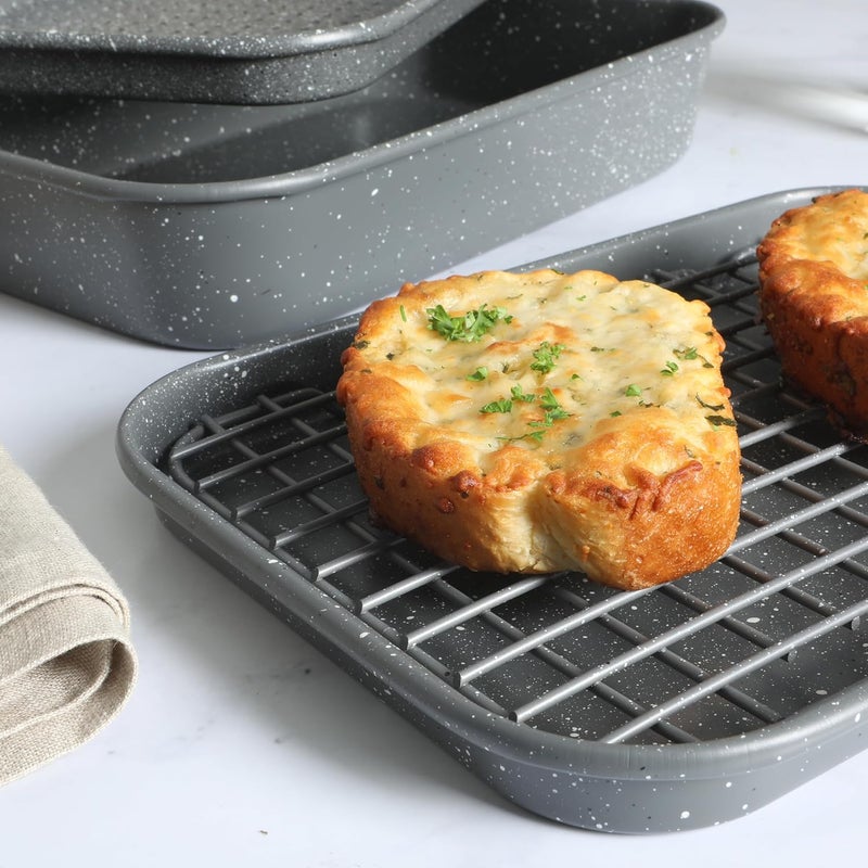 Oster Greystone Premium 4-Piece Carbon Steel Toaster Oven Bakerware Set – PFOA Free Non-Stick Bakeware for Easy Cooking - Image 5