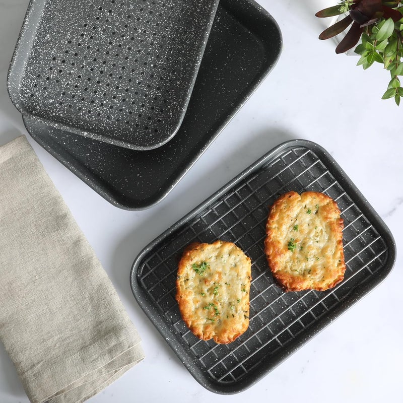 Oster Greystone Premium 4-Piece Carbon Steel Toaster Oven Bakerware Set – PFOA Free Non-Stick Bakeware for Easy Cooking - Image 4
