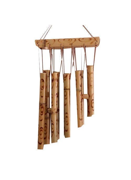 KARTIK KARTIK 8 Tubes Double Antique Nature Bamboo Feng Shui Indoor Outdoor Wind Chime 25 X 8 On  - Image 1