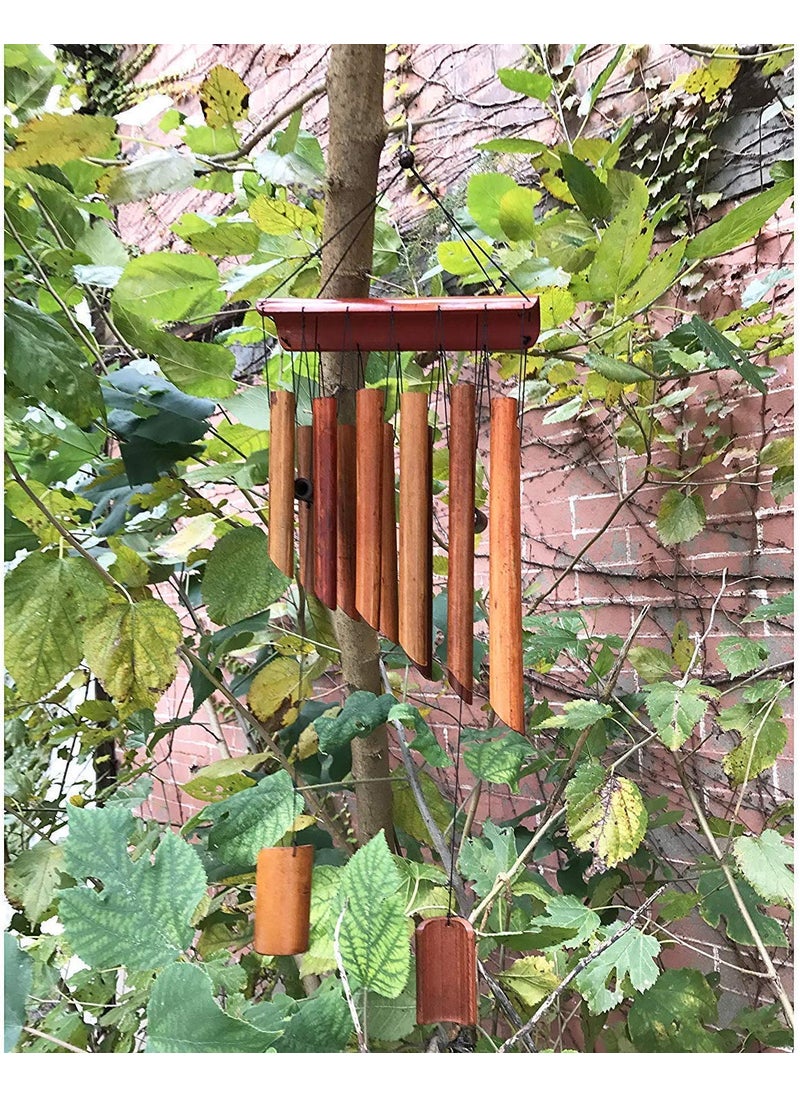 KARTIK KARTIK 8 Tubes Double Antique Nature Bamboo Feng Shui Indoor Outdoor Wind Chime 25 X 8 On  - Image 2