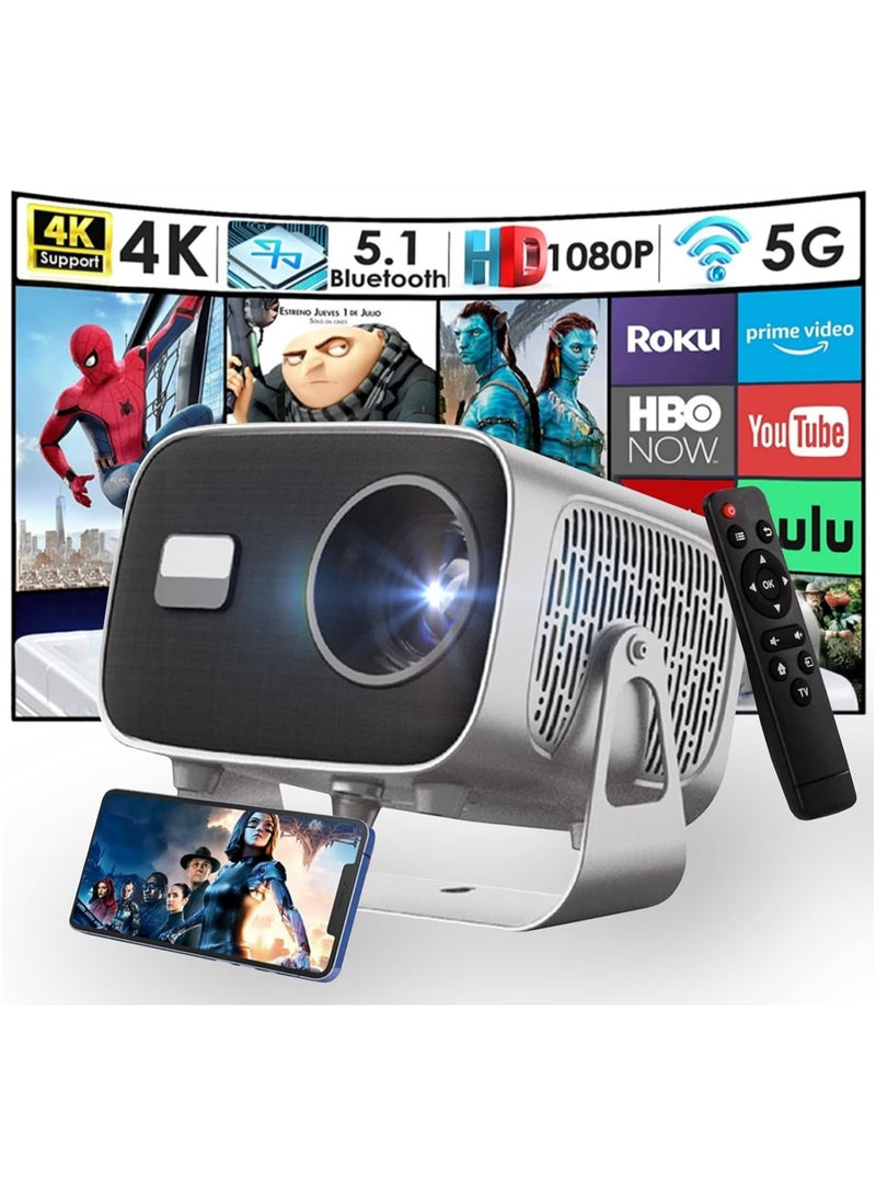 TDOO 4K HD Portable Projector with WiFi6 ＆ Blutooth 5.0, Electric Focus/Android 11, 200”Display Supported,17000lumens Smart Projector for Outdoor Moives ＆ Home Theater with Stand - Image 1