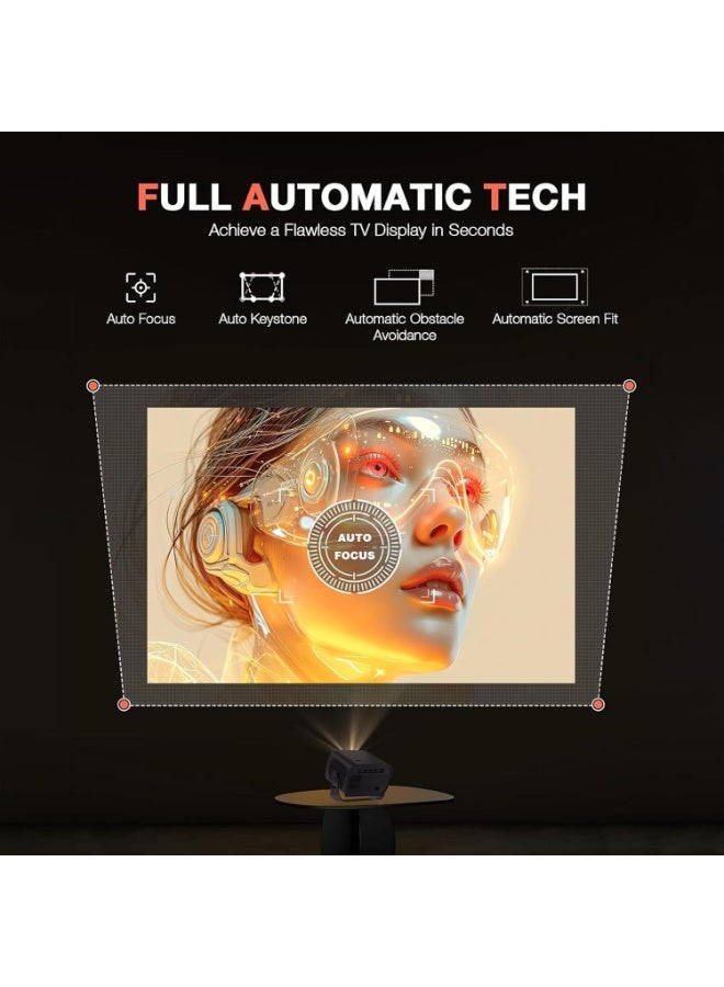 TDOO 4K HD Portable Projector with WiFi6 ＆ Blutooth 5.0, Electric Focus/Android 11, 200”Display Supported,17000lumens Smart Projector for Outdoor Moives ＆ Home Theater with Stand - Image 5