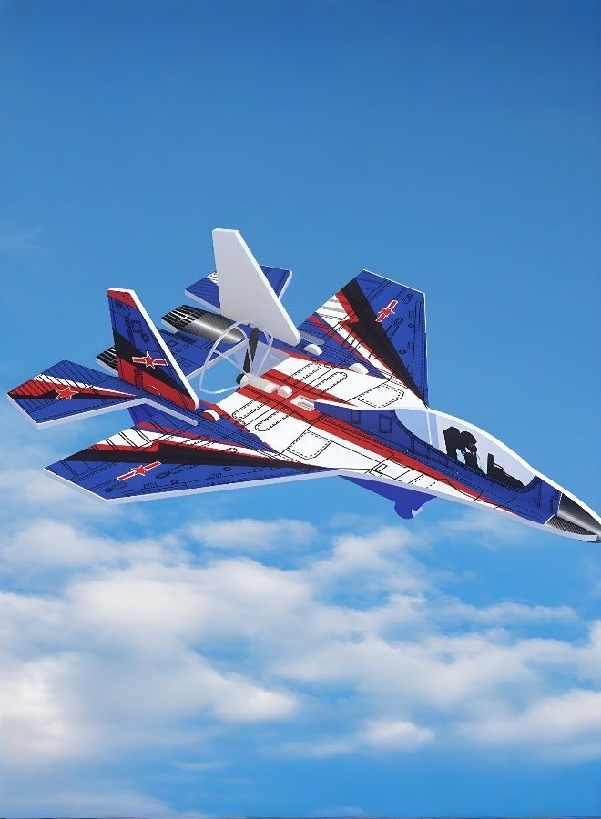 Foam electric plane, Su-27 fighter jet with twin wings, electric night light, rechargeable electric glider, crash-resistant model plane - Image 1