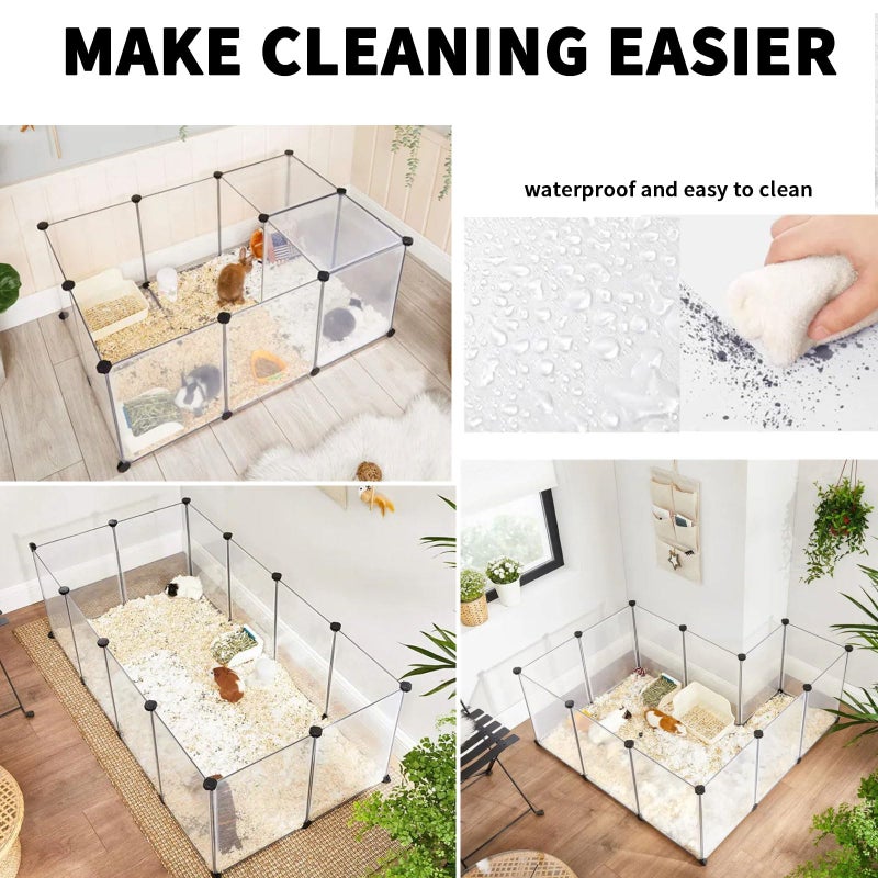 Keyide 12 Panels Pet Playpen 16â€x12â€ Bunny Pen Rabbit Cage Pet Fence Indoor DIY Plastic Enclosure for Guinea Pigs, Bunny, Hamsters, Hedgehogs (Clear) - Image 4