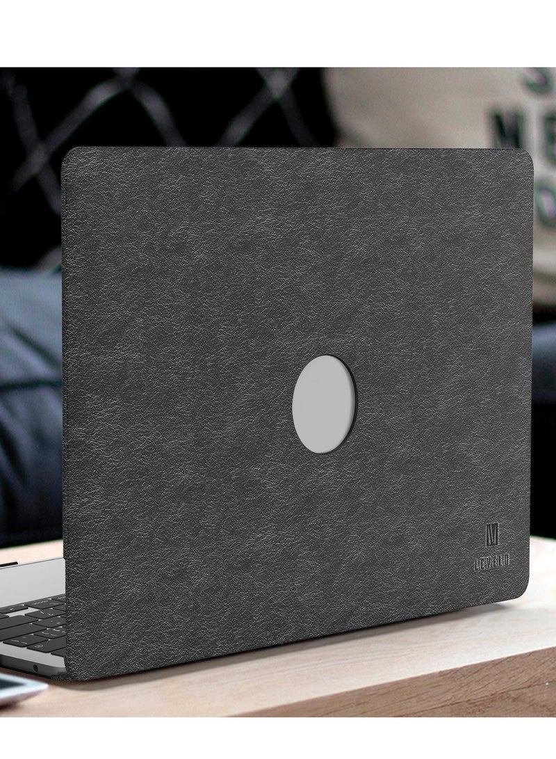 LEVELO Gevena Leather Macbook Pro 15inch / Leather and Silicone Bottom Base / Ultra-Thin and light / Precise Cutouts - Black  - Image 3