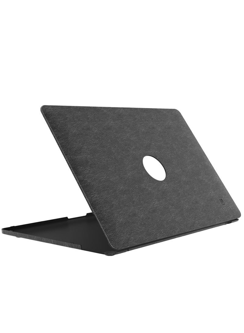 LEVELO Gevena Leather Macbook Pro 15inch / Leather and Silicone Bottom Base / Ultra-Thin and light / Precise Cutouts - Black  - Image 1
