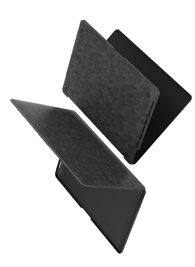 LEVELO Gevena Leather Macbook Pro 15inch / Leather and Silicone Bottom Base / Ultra-Thin and light / Precise Cutouts - Black  - Image 4