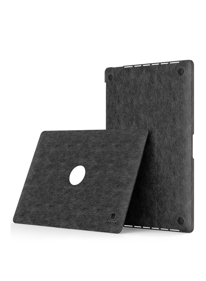 LEVELO Gevena Leather Macbook Pro 15inch / Leather and Silicone Bottom Base / Ultra-Thin and light / Precise Cutouts - Black  - Image 2